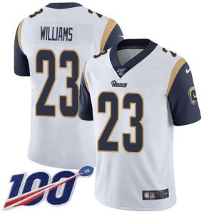 Rams #23 Kyren Williams White Youth Stitched NFL 100th Season Vapor Untouchable Limited Jersey