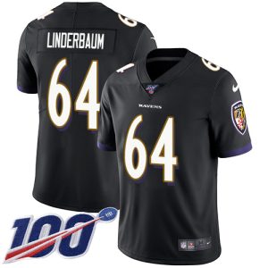 ravens #64 tyler linderbaum black alternate men's stitched nfl 100th season vapor untouchable limited wholesale jersey