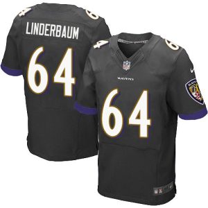 custom Ravens #64 Tyler Linderbaum Black Alternate Men's Stitched NFL New Elite Jersey