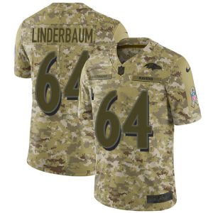 authentic Ravens #64 Tyler Linderbaum Camo Men's Stitched NFL Limited 2018 Salute To Service Jersey