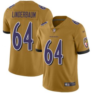 wholesale Ravens #64 Tyler Linderbaum Gold Youth Stitched NFL Limited Inverted Legend Jersey