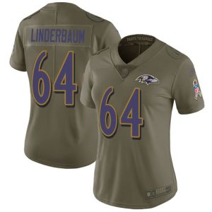 ravens #64 tyler linderbaum olive women's stitched nfl limited 2017 salute to service cheap jersey