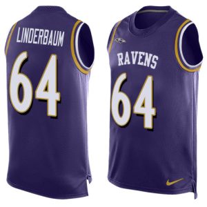 Ravens #64 Tyler Linderbaum Purple Team Color Men's Stitched NFL Limited Tank Top Jersey