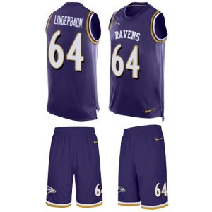 Ravens #64 Tyler Linderbaum Purple Team Color Men's Stitched NFL Limited Tank Top Suit Jersey