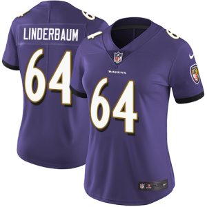 ravens #64 tyler linderbaum purple team color women's stitched nfl vapor untouchable limited wholesale jersey