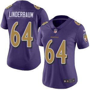 wholesale Ravens #64 Tyler Linderbaum Purple Women's Stitched NFL Limited Rush Jersey