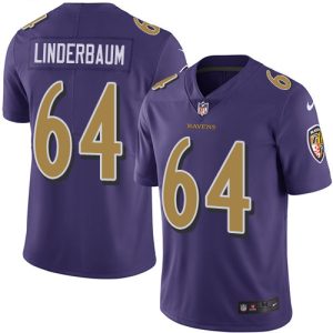 ravens #64 tyler linderbaum purple youth stitched nfl limited rush wholesale jersey