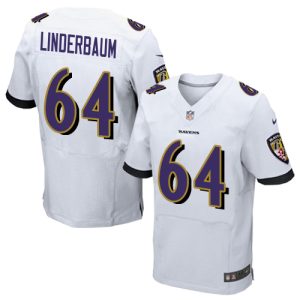 Ravens #64 Tyler Linderbaum White Men's Stitched NFL New Elite Jersey