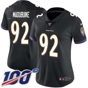 authentic Ravens #92 Justin Madubuike Black Alternate Women's Stitched NFL 100th Season Vapor Untouchable Limited Jersey