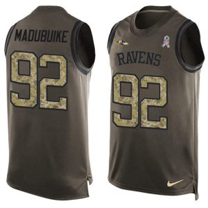 elite Ravens #92 Justin Madubuike Green Men's Stitched NFL Limited Salute To Service Tank Top Jersey