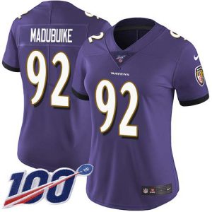 authentic Ravens #92 Justin Madubuike Purple Team Color Women's Stitched NFL 100th Season Vapor Untouchable Limited Jersey