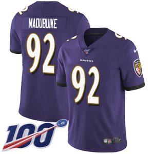 Ravens #92 Justin Madubuike Purple Team Color Youth Stitched NFL 100th Season Vapor Untouchable Limited Jersey