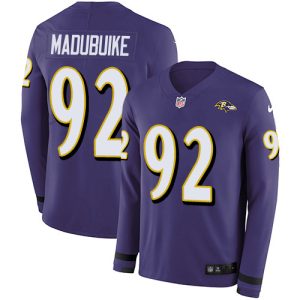 ravens #92 justin madubuike purple team color youth stitched nfl limited therma long sleeve custom jersey