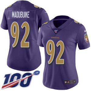 Ravens #92 Justin Madubuike Purple Women's Stitched NFL Limited Rush 100th Season Jersey