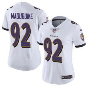 custom Ravens #92 Justin Madubuike White Women's Stitched NFL Vapor Untouchable Limited Jersey