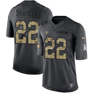 youth Saints #22 Rashid Shaheed Black Men's Stitched NFL Limited 2016 Salute To Service Jersey