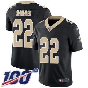 cheap Saints #22 Rashid Shaheed Black Team Color Men's Stitched NFL 100th Season Vapor Limited Jersey