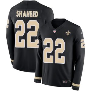 wholesale Saints #22 Rashid Shaheed Black Team Color Men's Stitched NFL Limited Therma Long Sleeve Jersey