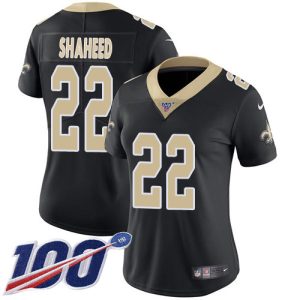 replica Saints #22 Rashid Shaheed Black Team Color Women's Stitched NFL 100th Season Vapor Limited Jersey