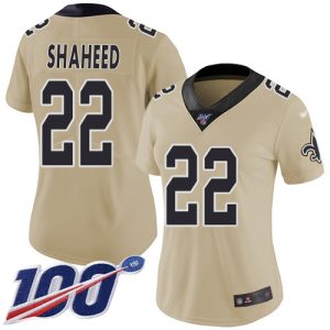 saints #22 rashid shaheed gold women's stitched nfl limited inverted legend 100th season custom jersey