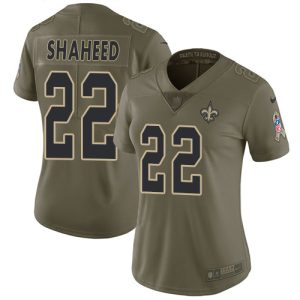 cheap Saints #22 Rashid Shaheed Olive Women's Stitched NFL Limited 2017 Salute To Service Jersey