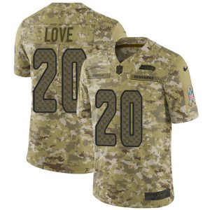 personalized Seahawks #20 Julian Love Camo Men's Stitched NFL Limited 2018 Salute To Service Jersey