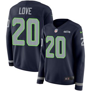 cheap Seahawks #20 Julian Love Steel Blue Team Color Women's Stitched NFL Limited Therma Long Sleeve Jersey