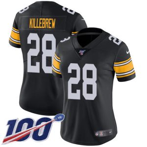 wholesale Steelers #28 Miles Killebrew Black Alternate Women's Stitched NFL 100th Season Vapor Limited Jersey