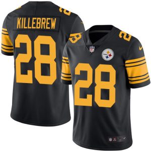 steelers #28 miles killebrew black men's stitched nfl limited rush elite jersey