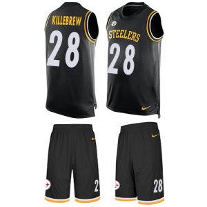 steelers #28 miles killebrew black team color men's stitched nfl limited tank top suit wholesale jersey