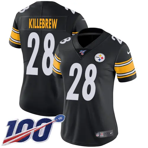 Steelers #28 Miles Killebrew Black Team Color Women's Stitched NFL 100th Season Vapor Limited Jersey