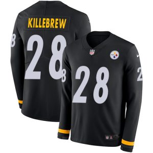 steelers #28 miles killebrew black team color youth stitched nfl limited therma long sleeve wholesale jersey