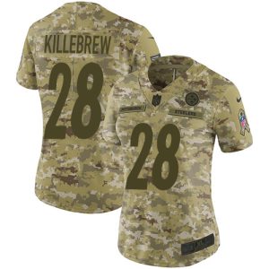 Steelers #28 Miles Killebrew Camo Women's Stitched NFL Limited 2018 Salute To Service Jersey