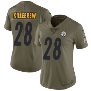 steelers #28 miles killebrew olive women's stitched nfl limited 2017 salute to service authentic jersey