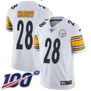 steelers #28 miles killebrew white men's stitched nfl 100th season vapor limited wholesale jersey