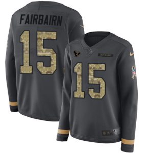 wholesale Texans #15 Ka'imi Fairbairn Anthracite Salute to Service Women's Stitched NFL Limited Therma Long Sleeve Jersey