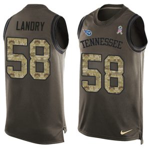 youth Titans #58 Harold Landry Green Men's Stitched NFL Limited Salute To Service Tank Top Jersey