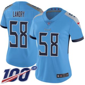 Titans #58 Harold Landry Light Blue Alternate Women's Stitched NFL 100th Season Vapor Limited Jersey