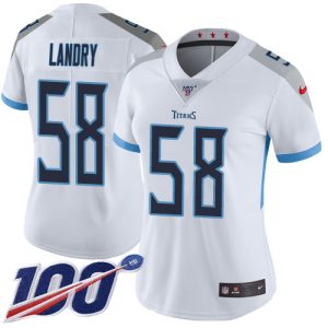 authentic Titans #58 Harold Landry White Women's Stitched NFL 100th Season Vapor Limited Jersey