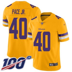 vikings #40 ivan pace jr. gold men's stitched nfl limited inverted legend 100th season cheap jersey