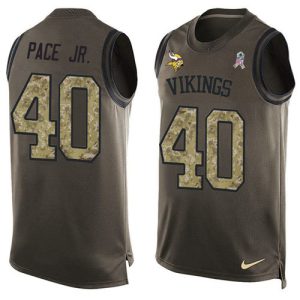 cheap Vikings #40 Ivan Pace Jr. Green Men's Stitched NFL Limited Salute To Service Tank Top Jersey