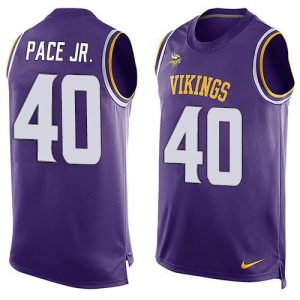 wholesale Vikings #40 Ivan Pace Jr. Purple Team Color Men's Stitched NFL Limited Tank Top Jersey