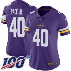 Vikings #40 Ivan Pace Jr. Purple Team Color Women's Stitched NFL 100th Season Vapor Limited Jersey