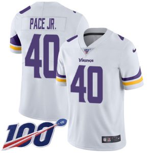 elite Vikings #40 Ivan Pace Jr. White Men's Stitched NFL 100th Season Vapor Limited Jersey