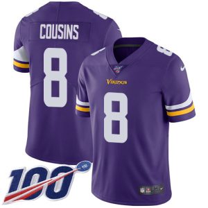 Vikings #8 Kirk Cousins Purple Team Color Men's Stitched NFL 100th Season Vapor Limited Jersey