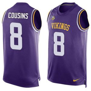 customized Vikings #8 Kirk Cousins Purple Team Color Men's Stitched NFL Limited Tank Top Jersey