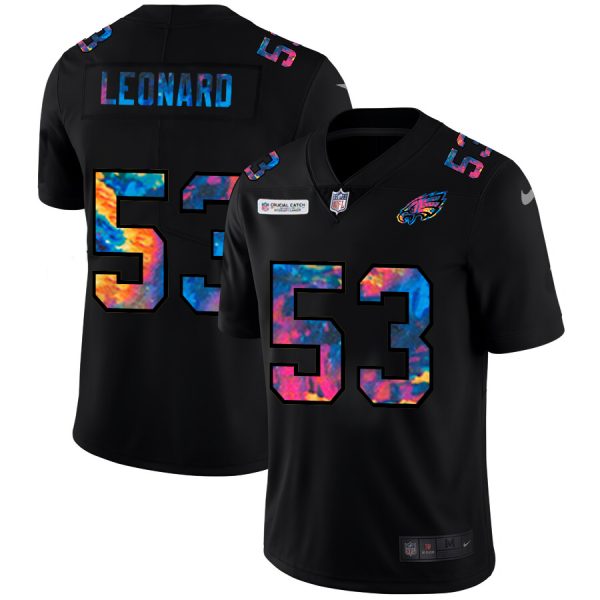 elite Philadelphia Eagles #53 Shaquille Leonard Men's Multi-Color Black 2020 NFL Crucial Catch Vapor Untouchable Limited Jersey