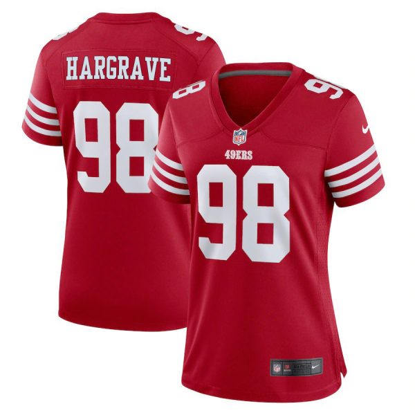 wholesale San Francisco 49ers #98 Javon Hargrave Scarlet Women's 2022-23 NFL Game Jersey